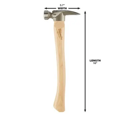 Milwaukee 48-22-9419 Milled Face Hickory Wood Framing Hammer 19oz
