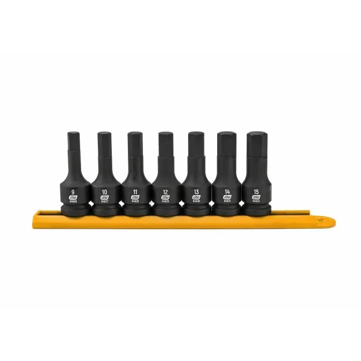 Gearwrench 84940 7 Piece 1/2 Drive Standard Impact Socket Set 6 Points 9 to 15mm Metric Measurement Standard