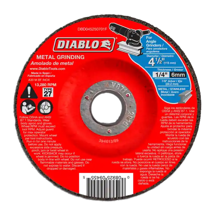 Diablo DBD045250701F 4-1/2 in. Metal Grinding Disc - Type 27