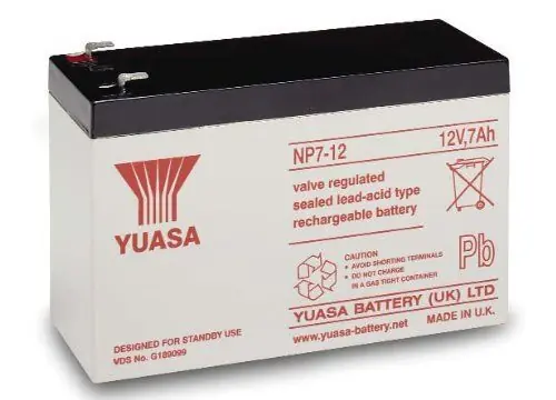 Yuasa NP7-12 12V, 7Ah Rechargeable SLA Battery, A/D Terminals