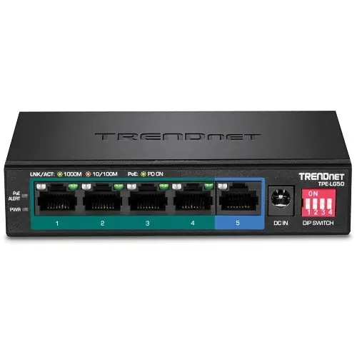 TRENDnet TPE-LG50 5-Port Gigabit Long Range PoE+ Switch 10Gbps