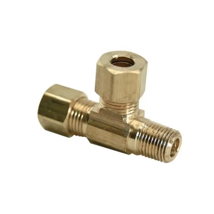 BrassCraft 71-6-4 3/8 in. O.D. Tube x 1/4 in. MIP x 3/8 in. O.D. Tube Compression Male Tee Adapter