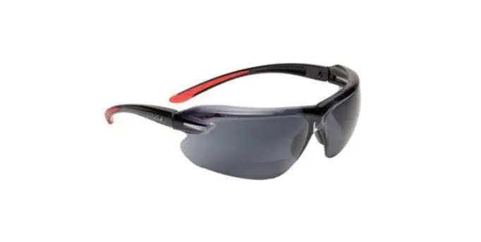 Bolle Safety 40188 Iri-S Safety Glasses Platinum Lite Coating Black Lens +2 Reading Area