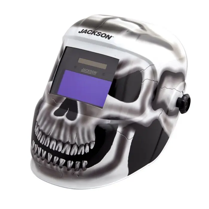 Jackson Safety 47102 Graphic Premium Auto-Darkening Welding Helmet, Gray Matter, 3/10 Shade, Ratchet, 3.78 in x 1.65 in Window