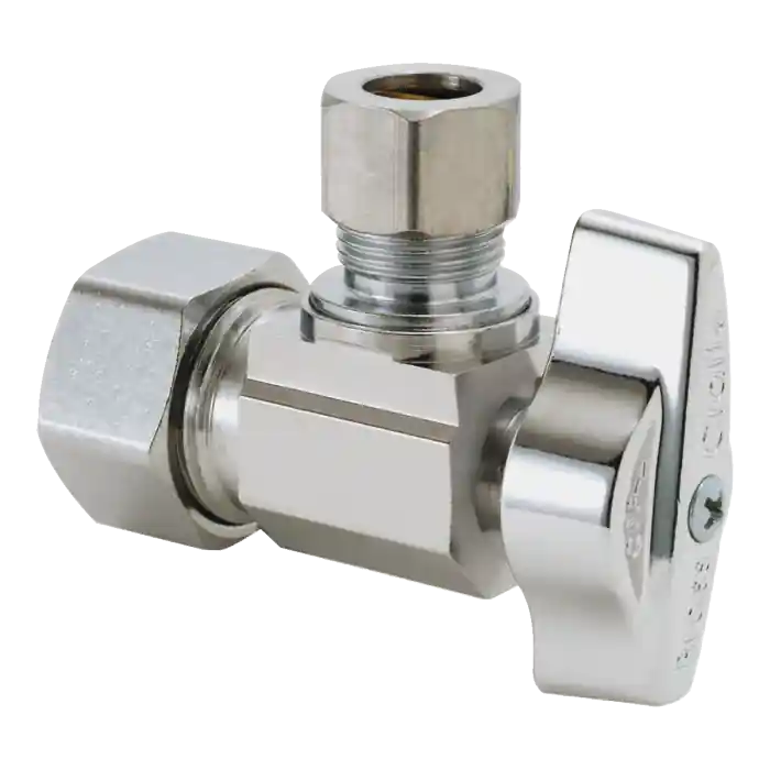 BrassCraft KTCR19XC1 1/2 in. Nom Comp Inlet x 3/8 in. OD Comp Outlet 1/4-Turn Angle Ball Stop