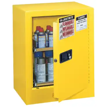 Justrite 890500 Sure-Grip EX Aerosol Can Safety Cabinet Yellow Manual Close