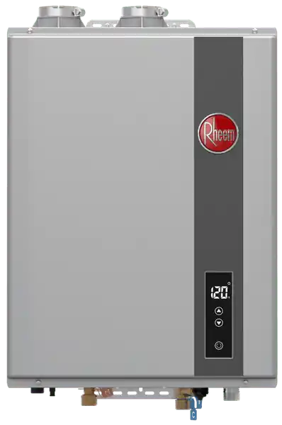 Rheem RTGH-95DVELN-3 RTGH Super High Efficiency Condensing Tankless Gas Water Heater With Built-In Wi-Fi Indoor 9.5 Max GPM Gas Input Rate: 11k-199k BTU Natural Gas