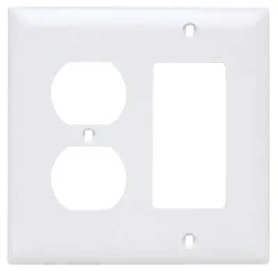 TRUE VALUE TP826WCC12 Wall Plate, 2-Gang, Decorator & Duplex, White Nylon