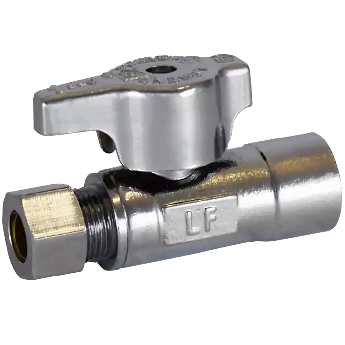 Legend Valve 114-713NL 1/2SWT x 3/8 OD T-596NL No Lead Chrome Brass 1/4 Turn Straight Stop Valve