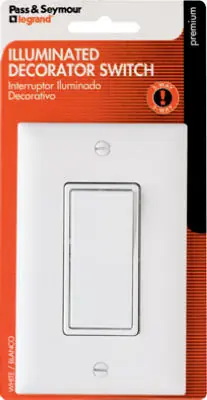 TRUE VALUE TM873WSLCCC5WP Pass & Seymour - Legrand White 3-Way Premium Decorator Lighted Quiet Switch